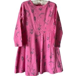 GAP Pink Skater Dress with Long Sleeves and Crew Neck